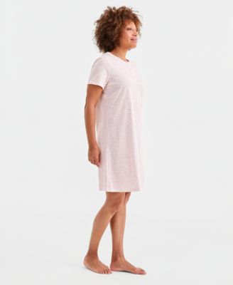 Women's Cotton Essential Short-Sleeve Henley Sleepshirt