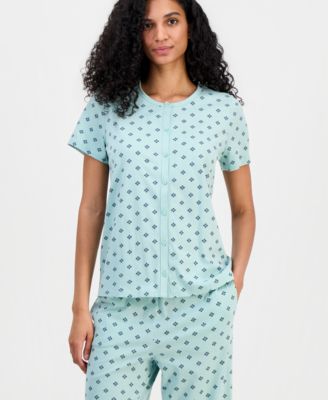 Women's 2-Pc. Cotton Printed Cropped Pajamas Set