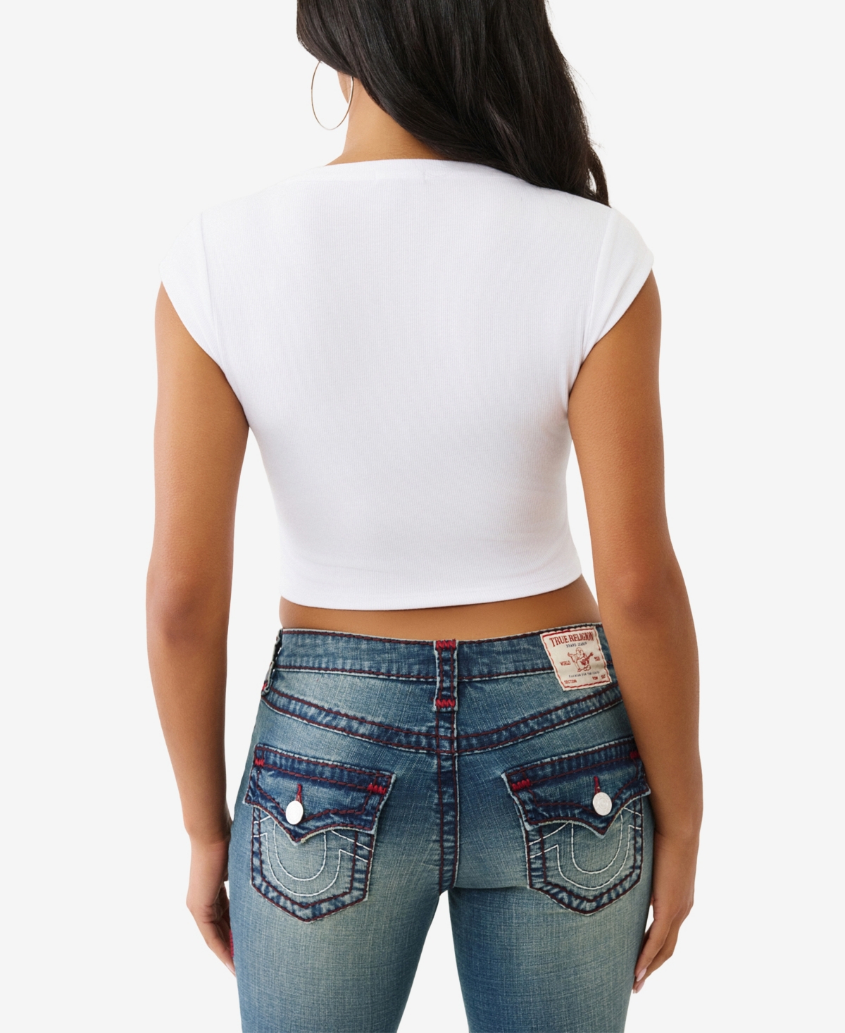 True Religion Women's Short Sleeve Distressed Buddha T-Shirt