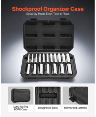 18-Pc 1/2" Metric Socket Set, 10–27mm, CR-V Steel, Chrome Finish, Case.