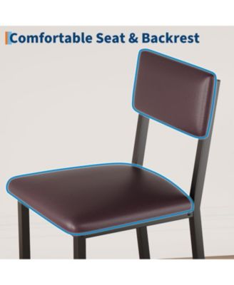 3-Piece Counter Height Dining Table Set for 2 with Footrest & Corner Protectors, Kitchen Table and 2 Upholstered Bar Stools