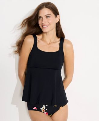 Petite Flutter Scoop Neck Tankini Top