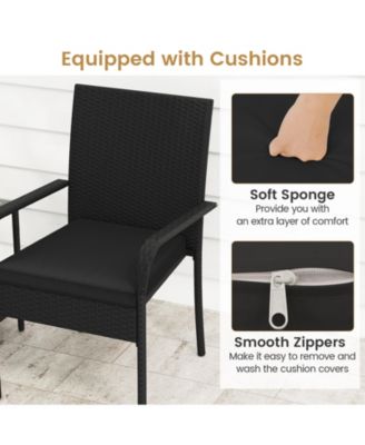 3PCS Patio Set with Cushions and Glass Table for Outdoor Use