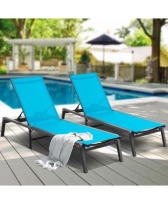 2-Piece Outdoor Patio Chaise Lounge Chair Set with Adjustable 5-Position Backrest