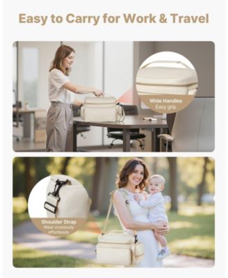 Breast Pump Bag with Waterproof Mat, Fits S1/S2, Pump Accessories & Breastmilk Storage, Portable Carrying Case for Travel, Beige