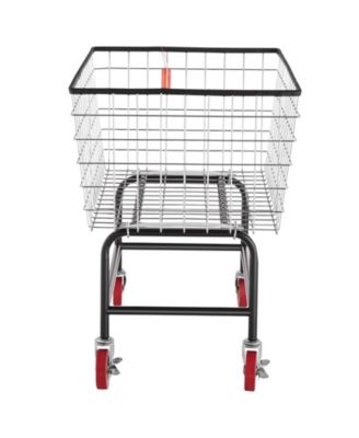 Wire Laundry Cart, 4.5 Bushel Basket with Wheels, 35" x 15.7" x 22", Steel Frame, Chrome Finish, 5" Casters