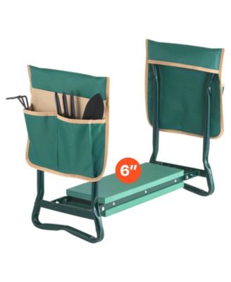 Garden Kneeler & Seat, 6" Wide Kneeling Pad, Heavy-Duty Folding Garden Stool with 2 Tool Bags, Portable Garden Bench