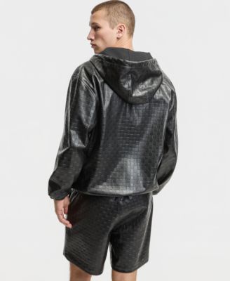 Men's Pleather Full-Zip Hoodie