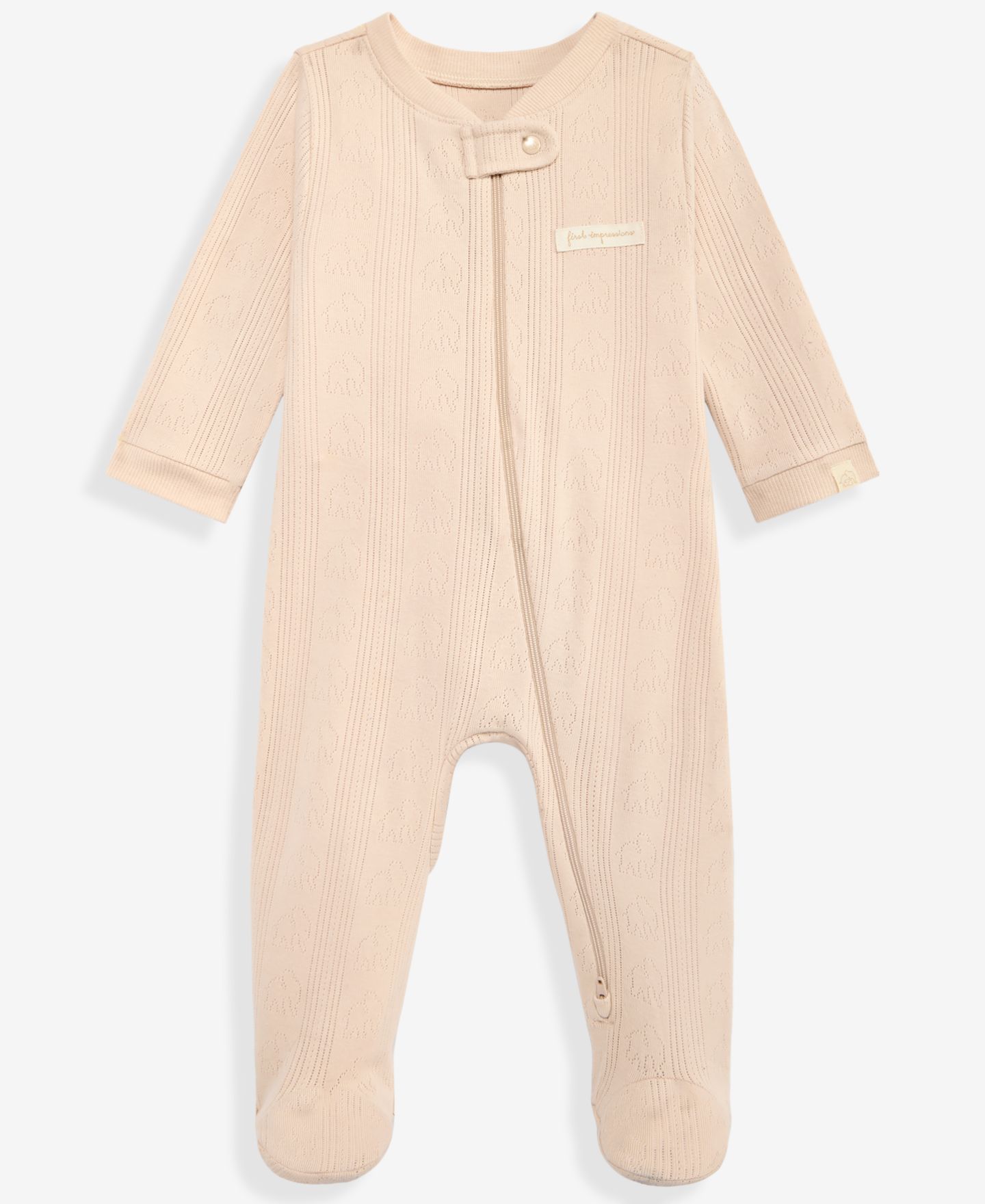 Комбинезон First Impressions Pointelle Cotton 2-Way Zip Coveralls для мальчиков-малышей, цвет: Какао сливочный — фото 1