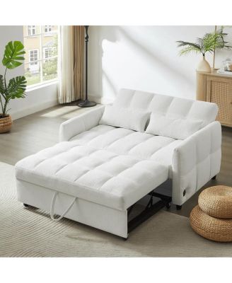 52.8'' USB Convertible Sleeper Sofa Bed with Adjustable Backrest