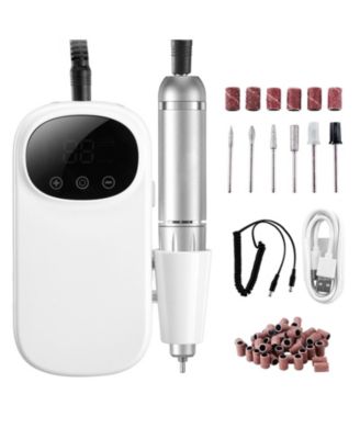 Rechargeable Nail Drill, 35,000RPM Cordless Nail E-File with LCD Display, 6 Bits & 50 Sanding Bands, Manicure Pedicure Tool