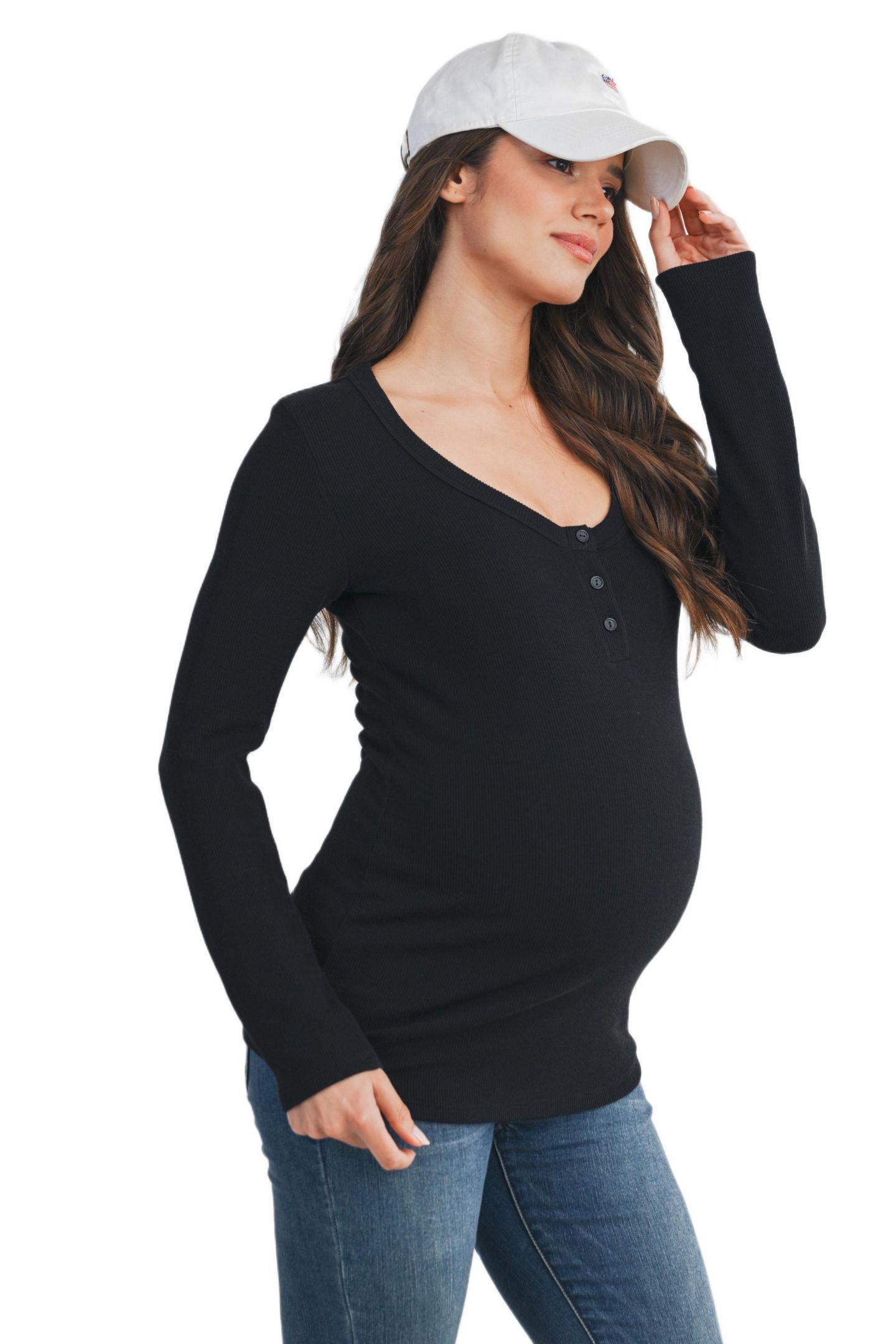 Топ для кормления Hello Miz Henley с длинным рукавом, для беременных, цвет: Чёрный — фото 2
