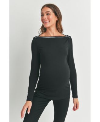 Maternity Fitted Boat Neck Long Sleeve Top