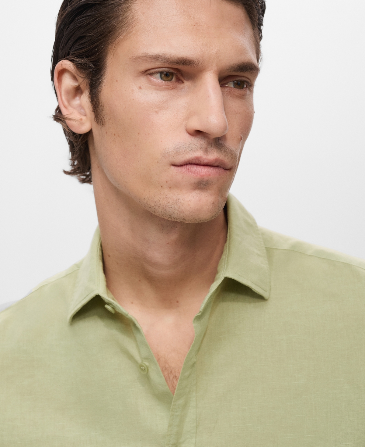 Mango Men's Short Sleeve Linen-Blend Shirt