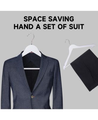 12-Pack Premium Wooden Suit Hangers with Non-Slip Pant Bar, Heavy Duty Solid Wood Coat Hangers for Jackets, Shirts, Dresses, Trousers