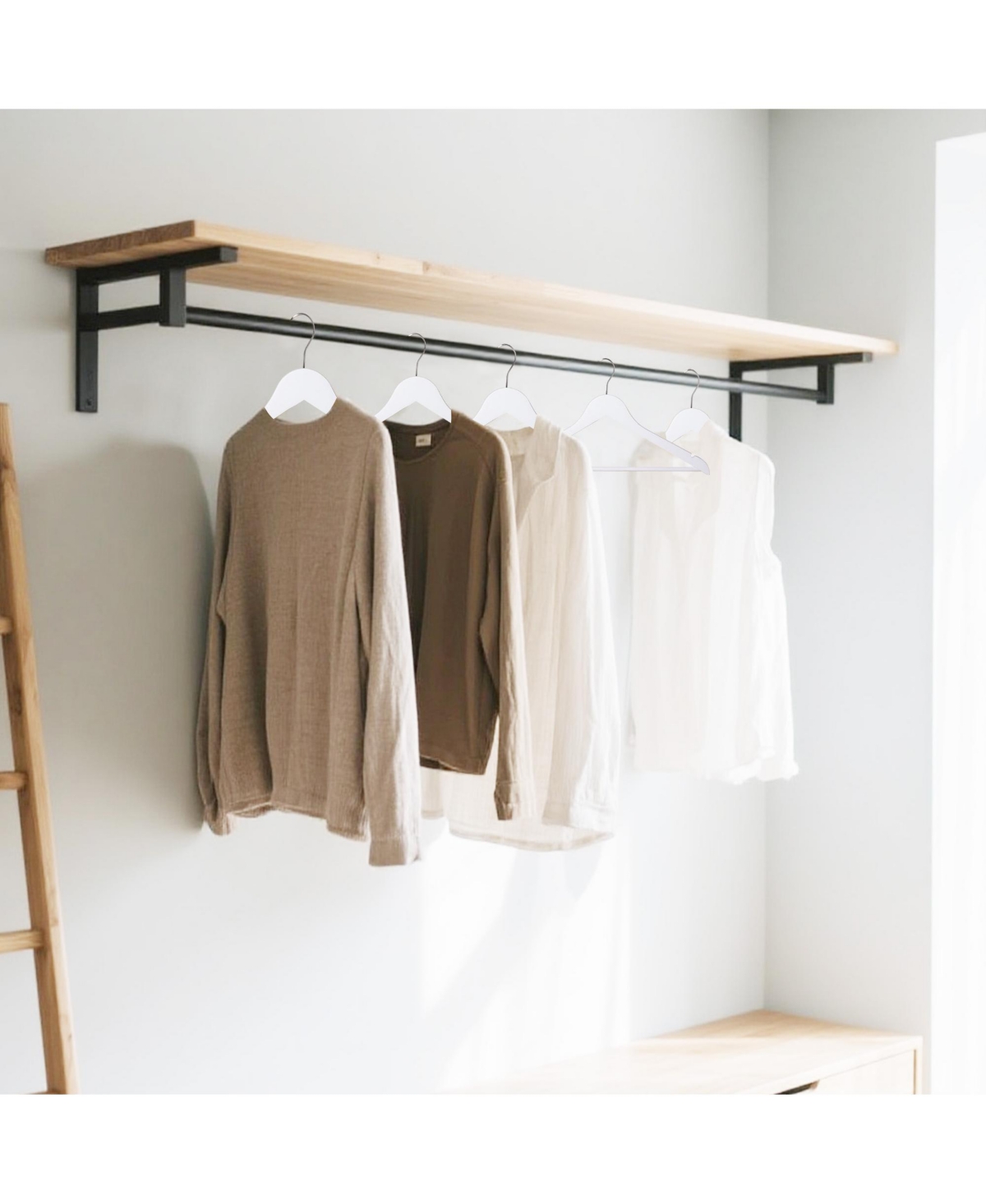 BP4U -Pack Premium Wooden Suit Hangers with Non-Slip Pant Bar, Heavy Duty Solid Wood Coat for Jackets, Shirts, Dresses