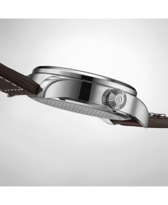 Airman 4078 Men s Quartz Pilot Watch, 43mm Alloy Case with Leather Strap