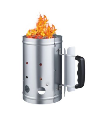 4 lbs Charcoal Chimney Starter, Heavy Duty BBQ Steel Chimney Starter for Charcoal Grill and Barbecues, Silver