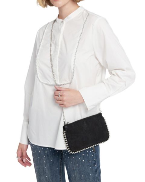 Женские кошельки ELLE Collection Silver Trimmed Wallet On Chain Clutches Bag, цвет: Чёрный