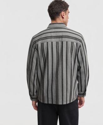 Men's Relaxed-Fit Striped Overshirt