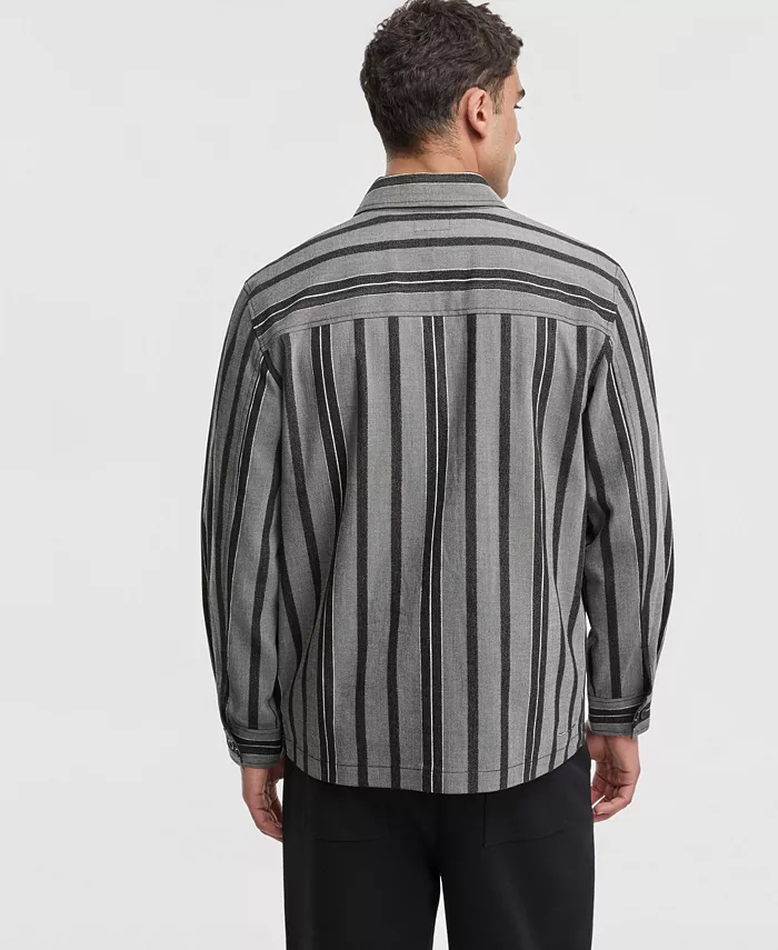 Men's Relaxed-Fit Striped Overshirt - thumbnail 8