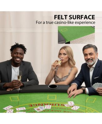 72" Foldable Poker Table, Portable 8-Player jack Table