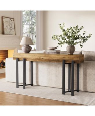 63-Inch Console Table for Entryway, Industrial Behind Couch Table with Black Metal Frame, Minimalist Sofa Table for Living Room