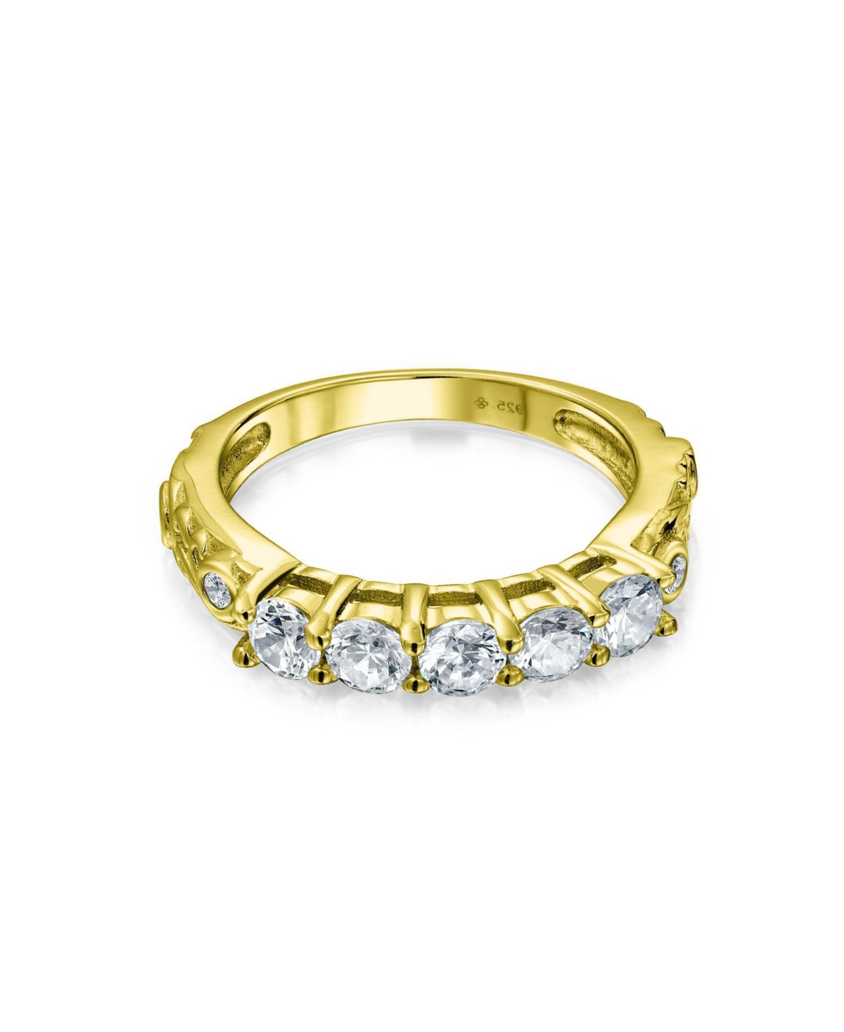 Bling Jewelry Art Deco 3CT Cz Princess Cut 3 Stone Past Present Future Ring Set Gold Plated