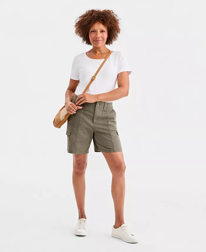 Women's Mid-Rise Comfort-Waist Cargo Shorts - thumbnail 5