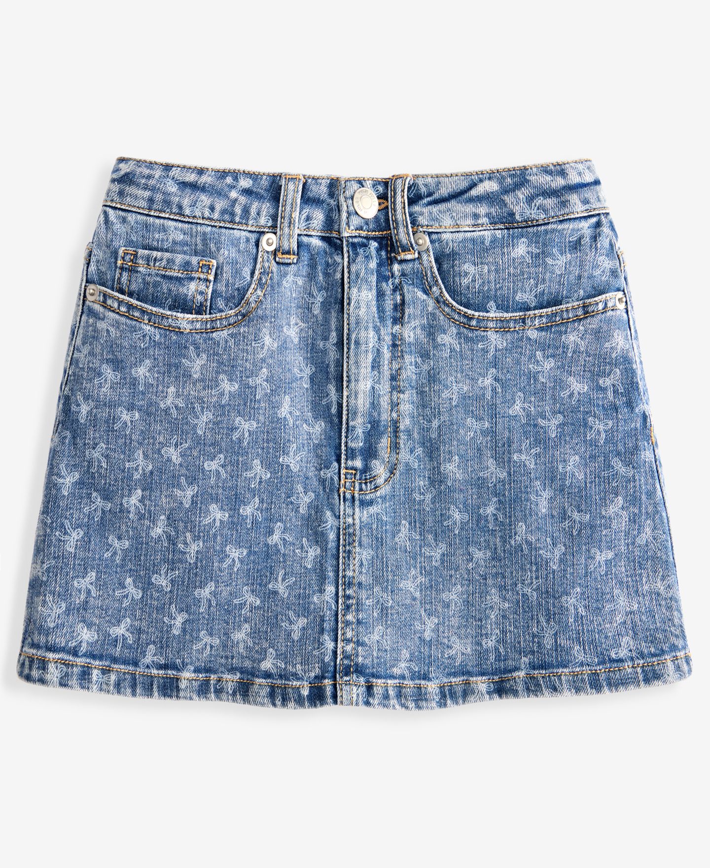 Юбка With Jules Bow-Print Denim Skirt для девочек, цвет: Синий — фото 1