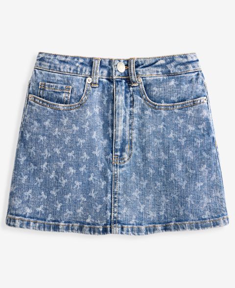 Юбка With Jules Bow-Print Denim Skirt для девочек, цвет: Синий