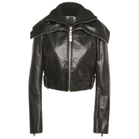 Женские куртки Pre-Owned Givenchy Women's Black Rib Knit And Leather Crop Jacket