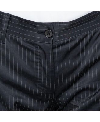 Women's Black Pinstriped Cotton Tailored Pants