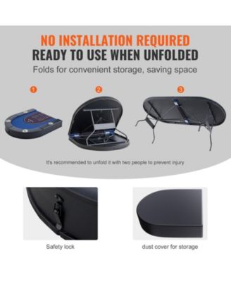 72" Oval Foldable Poker Table for 8 Players, Padded Rails, Stainless Steel Cup Holders, Portable Card & Game Table