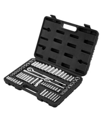 69-Piece Socket & Ratchet Set, 1/4" & 3/8" Drive SAE & Metric, Deep & Standard, Accessories, Storage Case