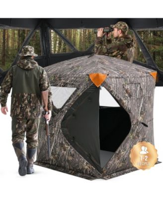 270° Hunting Blind Ground Blind, 1-2 Person Pop-Up Deer Blind with Carrying Bag, Portable Hunting Tent with 3 Horizontal Windows