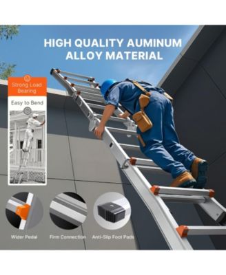 20.5 ft Telescoping A-Frame Ladder, Compact Aluminum Multi-Function Extension Ladder, Collapsible Design, 330 lb Load Capacity