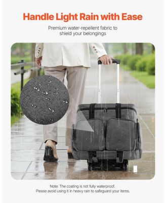 Rolling Laptop Bag for 15.6" Laptop, Wheeled Briefcase with Detachable Trolley, Telescopic Handle, Computer Tote Bag