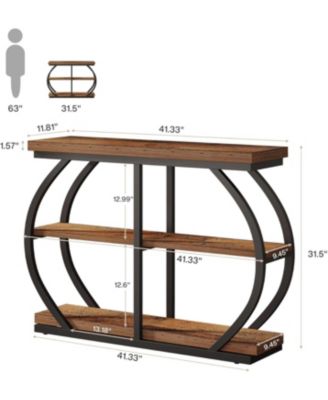 41.3" Console Table, Industrial 3-Tier Entryway Table with Arched Metal Frame and Storage Shelves for Living Room