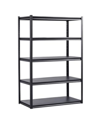 5-Tier Garage Storage Shelves, 24"D x 48"W x 72"H, 3000 lb Capacity, Adjustable Metal Utility Shelving Rack, Black