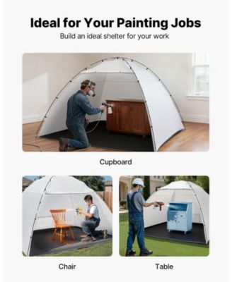 Portable Paint Booth Tent, 116.14 x 114.96 x 79.53 in, Built-in Floor, Mesh Screen, Oxford Spray Shelter
