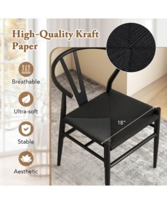 Modern Dining Chair Weave Kitchen Armchairs with Y-Shaped Curved Backrest