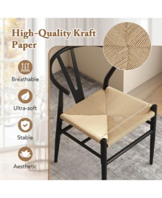 Modern Dining Chair Weave Kitchen Armchairs with Y-Shaped Curved Backrest