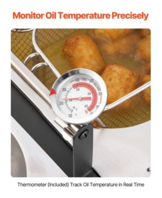 Outdoor Propane Deep Fryer, Dual-Tank 16QT x2, Stainless Steel Fryer with 3 Baskets, Thermometer, 50,000 BTU, Floor Standing