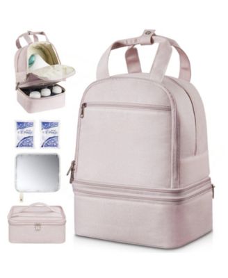 Breast Pump Backpack with Ice Pack, Fits S1/S2, Storage for Pump Accessories & Breastmilk, Portable Carrying Bag, Light Pink