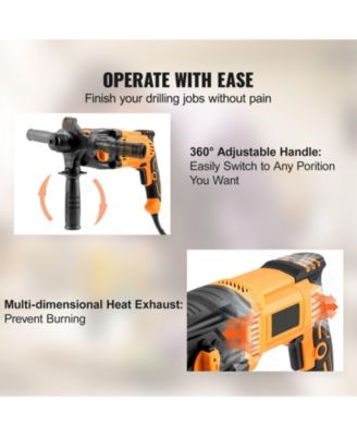 1" SDS-Plus Rotary Hammer Drill, 8 Amp Corded, Heavy-Duty Chipping Hammer with Safety Clutch, Demolition Tool for Concrete