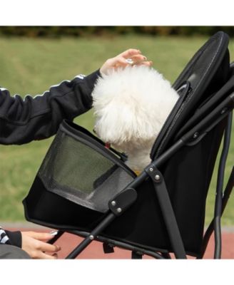 Dog Stroller with Mesh Ventilation, Lightweight Foldable Design in Black