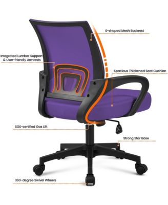 Height Adjustable Mesh Office Chair with Mid-Back, Purple