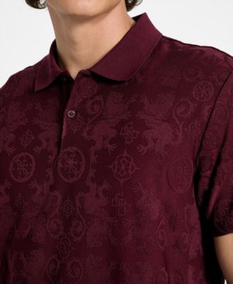 Men's Tonal Jacquard Short-Sleeve Knit Polo Shirt