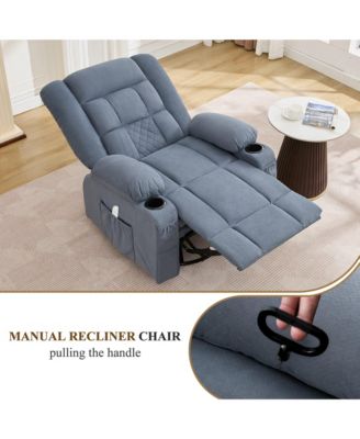 Massage Rocker Recliner Chair with 4-Point 3D Kneading Massage and Heat for Elderly